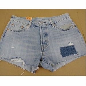 Levis Womens 501 Light Blue Wash Button Fly Shorts